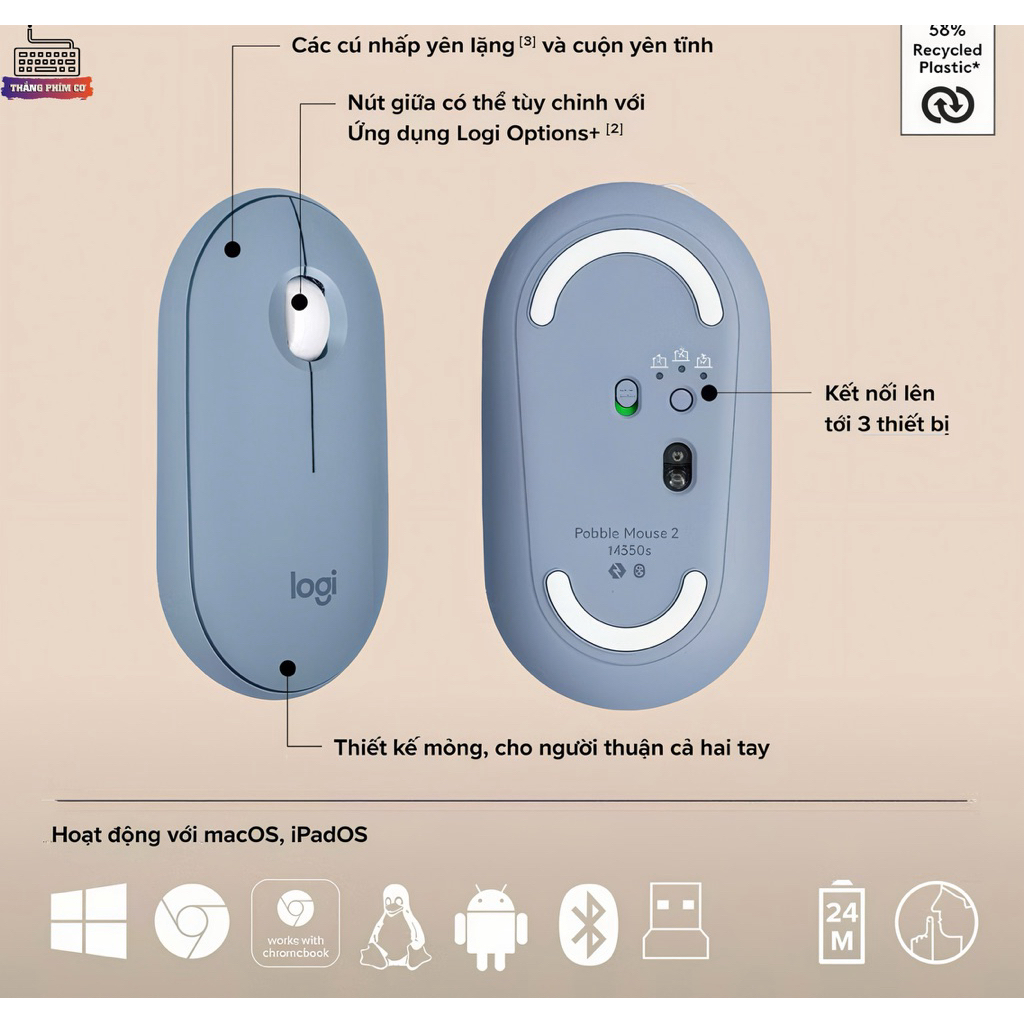 Combo Bàn phím Bluetooth Logitech K380s và chuột Bluetooth M350s - Yên tĩnh, Di động, Easy-Switch Chính hãng | BigBuy360 - bigbuy360.vn