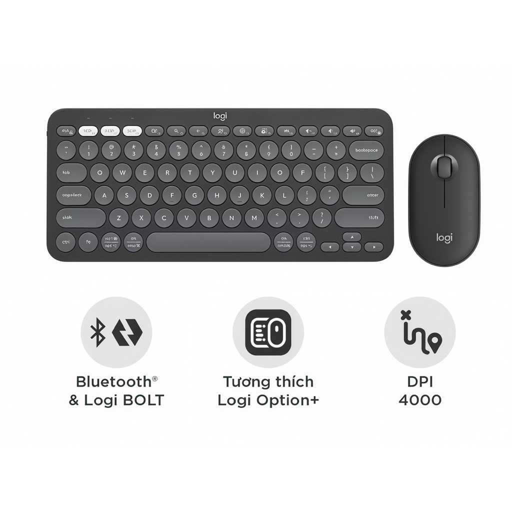 Combo Bàn phím Bluetooth Logitech K380s và chuột Bluetooth M350s - Yên tĩnh, Di động, Easy-Switch Chính hãng | BigBuy360 - bigbuy360.vn