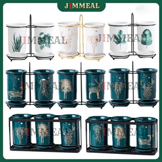   Bằng Sứ  Hộp Đựng Đũa Thìa Sứ Ống Đựng Đũa Thìa Muỗng Bằng Sứ Kèm Kệ Khung Thép Chống Gỉ Thoát Nước Nhanh Cao Cấp 