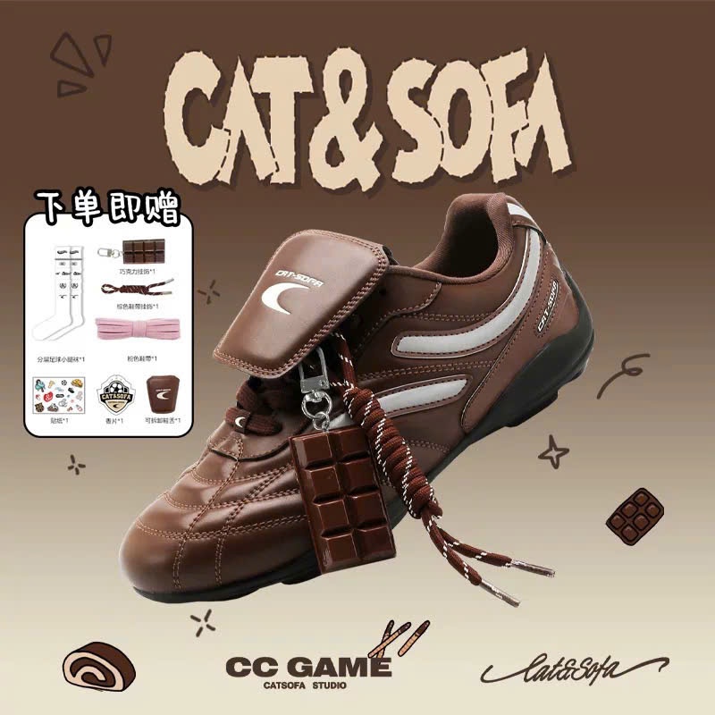 [𝐅𝐎𝐎𝐓𝐁𝐀𝐋𝐋 ⚽️ 𝐂𝐀𝐓&𝐒𝐎𝐅𝐀] Giày Đá Bóng Cat&Sofa Màu Nâu Chính Hãng - Fullbox/ phụ kiện đi kèm