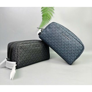 Túi Cầm Tay Chính Hãng Michael Kors Men's Signature Logo Travel Kit Đen / Navy
