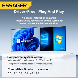 Bộ chuyển đổi USB ESSAGER Bluetooth 5.4 Adapter cho Windows 8.1/10/11\ Fenvi \ DONGLE 5.3, 5.1, 5.0\ BT17054 5.4