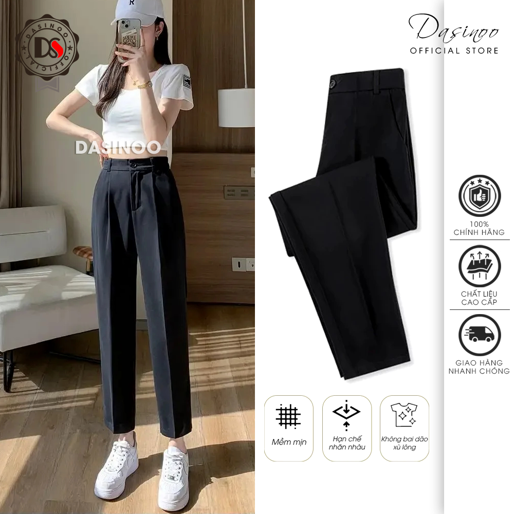 Quần Tây Baggy Nữ Chuẩn Dáng Quần Tây Nữ Lưng Cao Vải Xuất Hàn - DASINOO