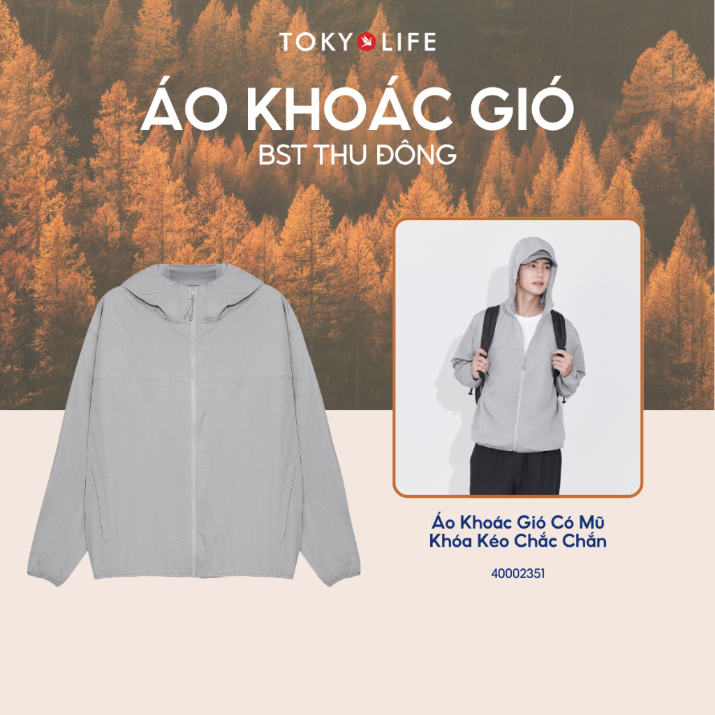 Áo khoác gió nam mỏng nhẹ chống nước và giữ ấm hiệu quả 40002351_ TOKYOLIFE