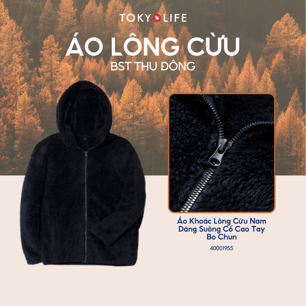 Áo khoác lông cừu  NAM mũ liền TOKYOLIFE 40001955