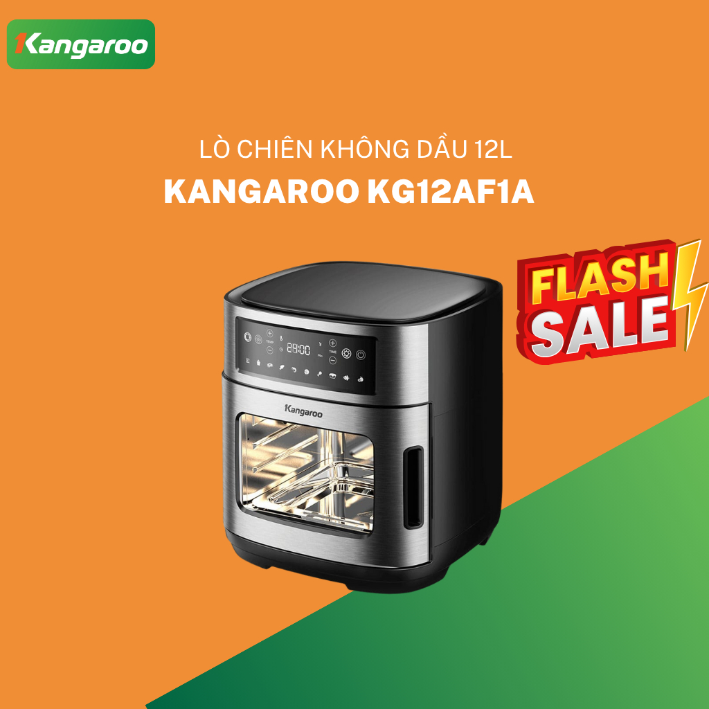 Lò chiên không dầu 12L Kangaroo KG12AF1A - cảm ứng điện tử - hàng chính hãng, bảo hành 12 tháng