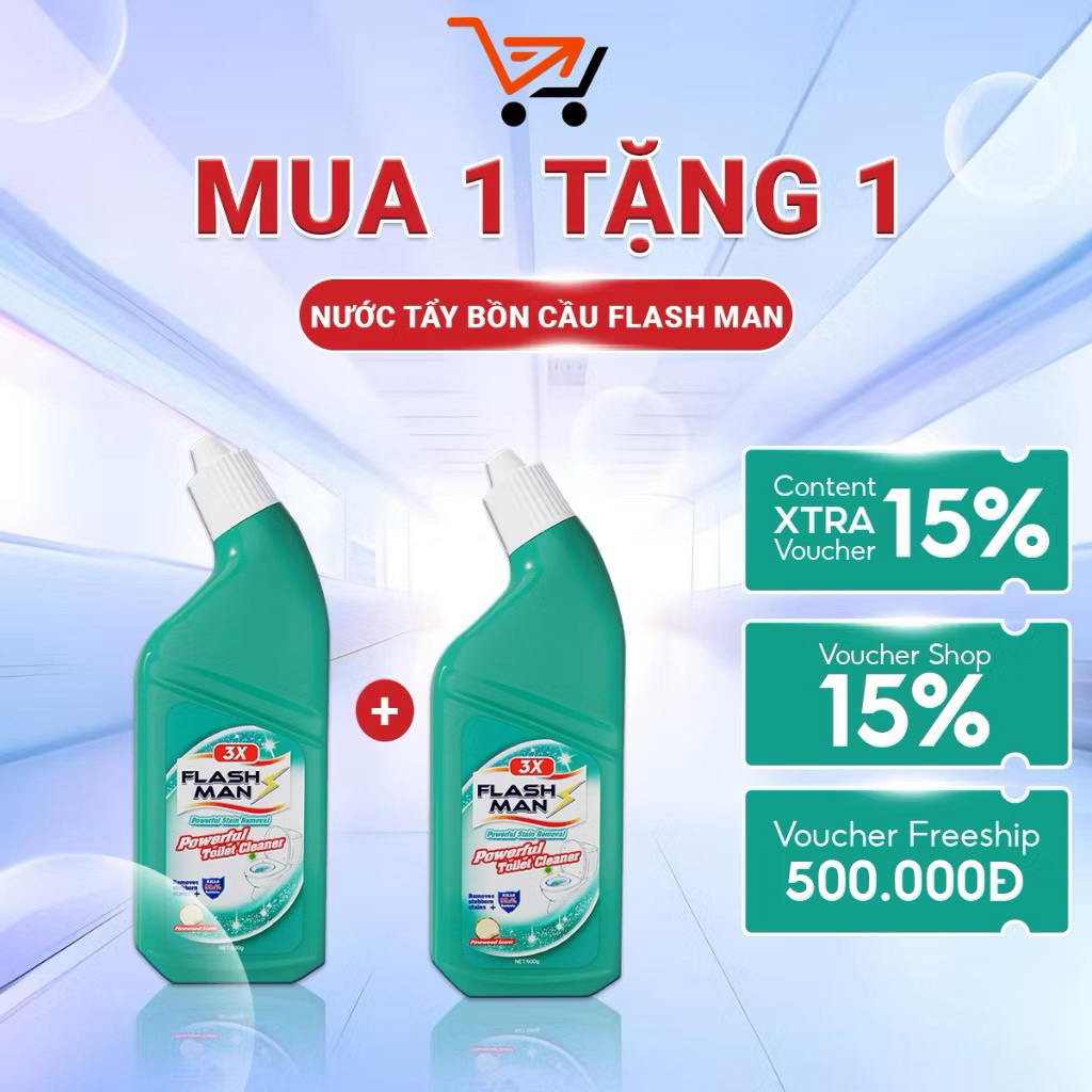FLASHMAN COMBO 2 chai nước tẩy bồn cầu siêu sạch