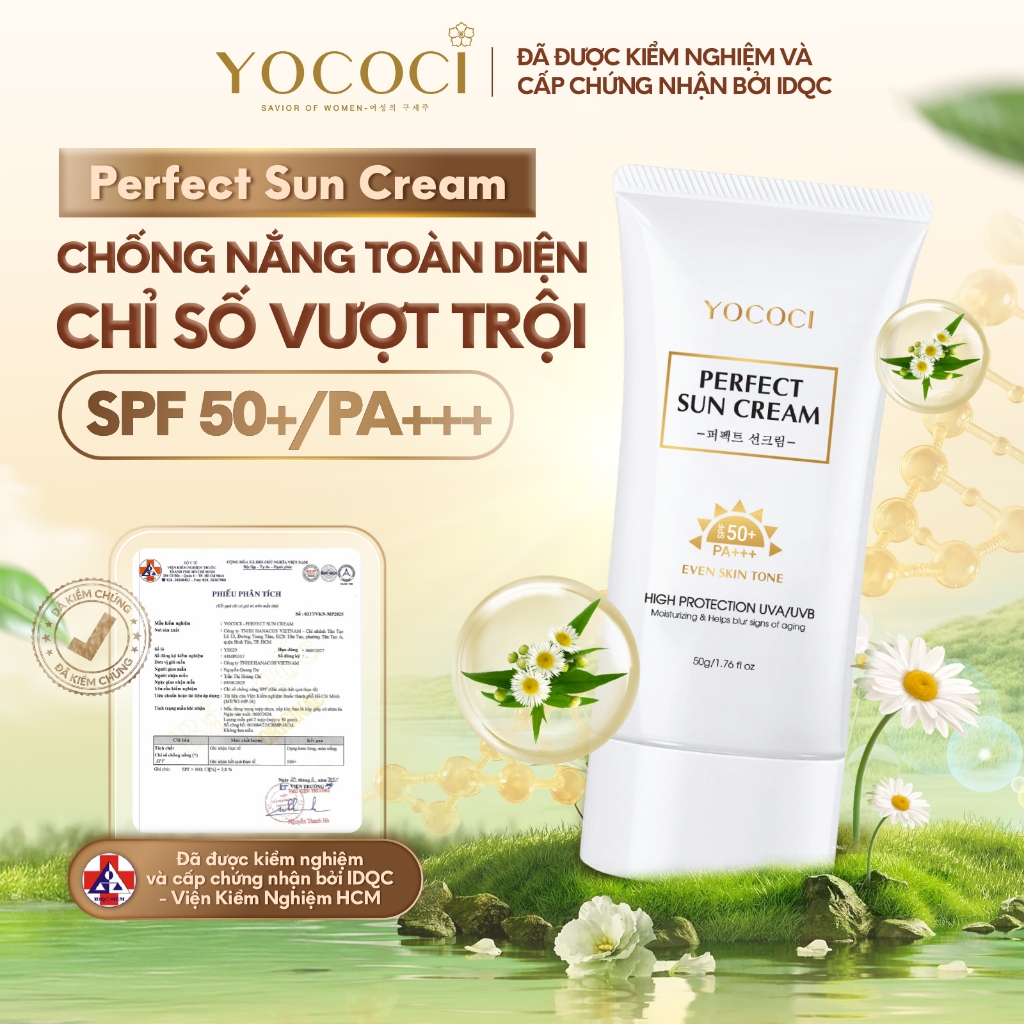 Kem Chống Nắng YOCOCI Chống Tia UVA/UVB, Nâng Tone, Chống Trôi  Perfect Sun Cream SPF50+ PA+++ 50g
