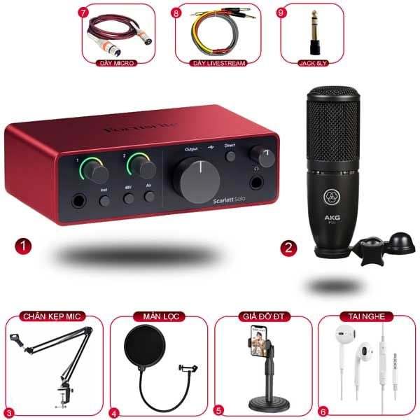 Combo Thu Âm Focusrite Solo Gen 4 và Micro P120