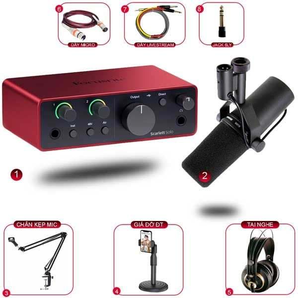 Combo Thu Âm Focusrite Solo Gen 4 Và Micro Shure SM7B