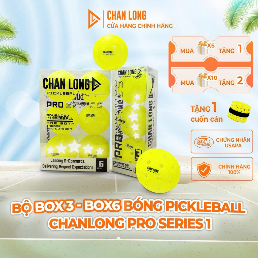 [CHÍNH HÃNG] Bộ BOX3-BOX6 Bóng Pickleball ChanLong Pro Series 1, Tiêu Chuẩn (USAPA) 40 lỗ, Bay Ổn Đị