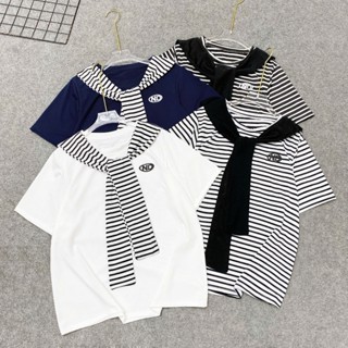  Áo Phông Bigsize Nữ Kèm Khăn Quàng Vai Form Rộng Cá Tính Áo Thun Tay Ngắn Cổ Tròn A326+A195 