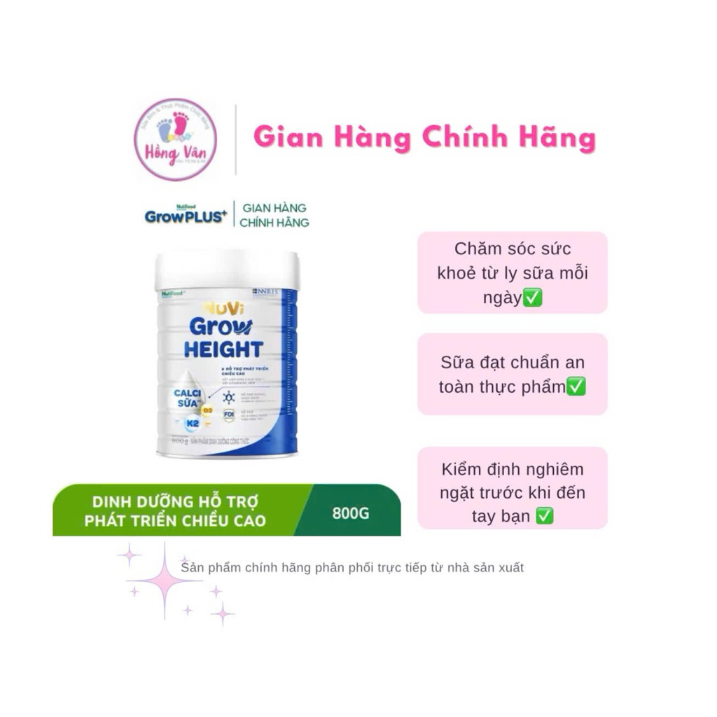 {Hot} Sữa Bột - pha sẵn Nuvi Grow Height cho bé số 1-2 800g/110ml