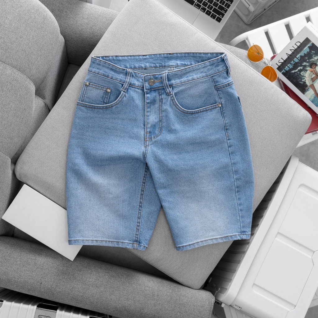 QUẦN SHORT JEAN XANH SÁNG COTTON CO GIÃN TAMEN--------