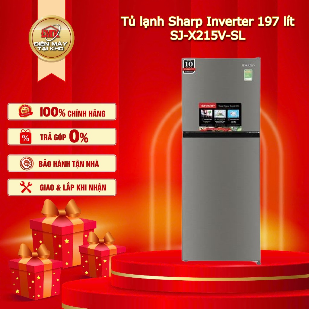 Tủ Lạnh Sharp Inverter 197 Lít SJ X215V SL – Ngăn Đá Trên 2 Cánh – Inverter Tiết Kiệm Điện