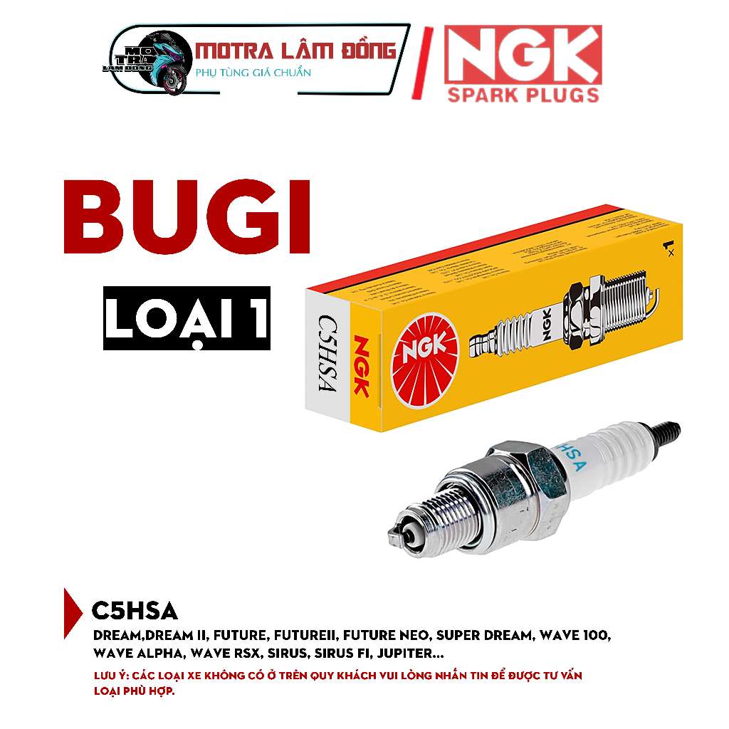 BUGI XE MÁY HIỆU NGK CHÂN NGẮN CHÍNH HÃNG THÁI LAN - DÙNG CHO DREAM,DREAM II, FUTURE, FUTUREII, FUTU