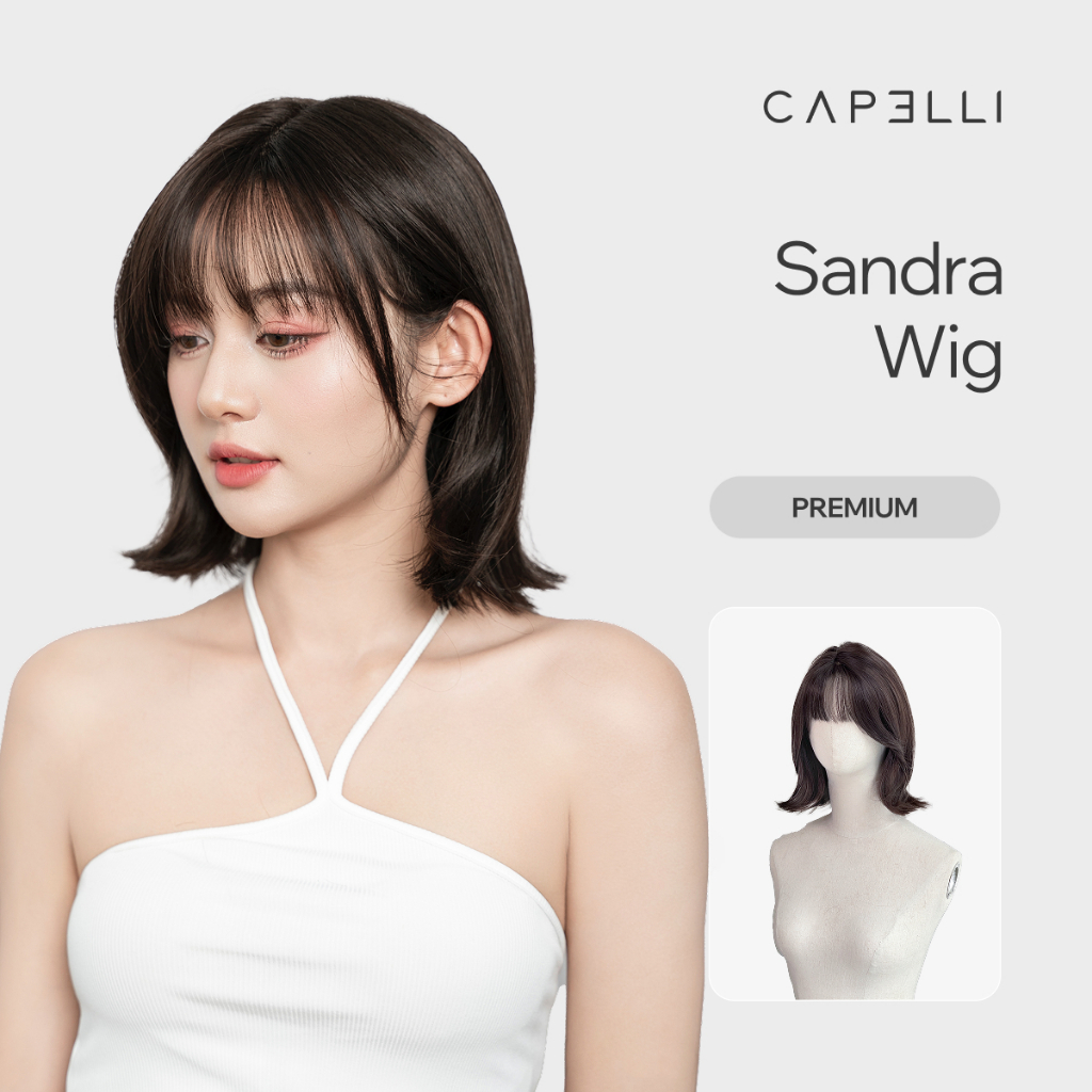 Tóc Giả Nguyên Đầu Siêu Da Lưới Lace CAPELLI Ngắn Tỉa Mái Thưa Sandra Premium Wig