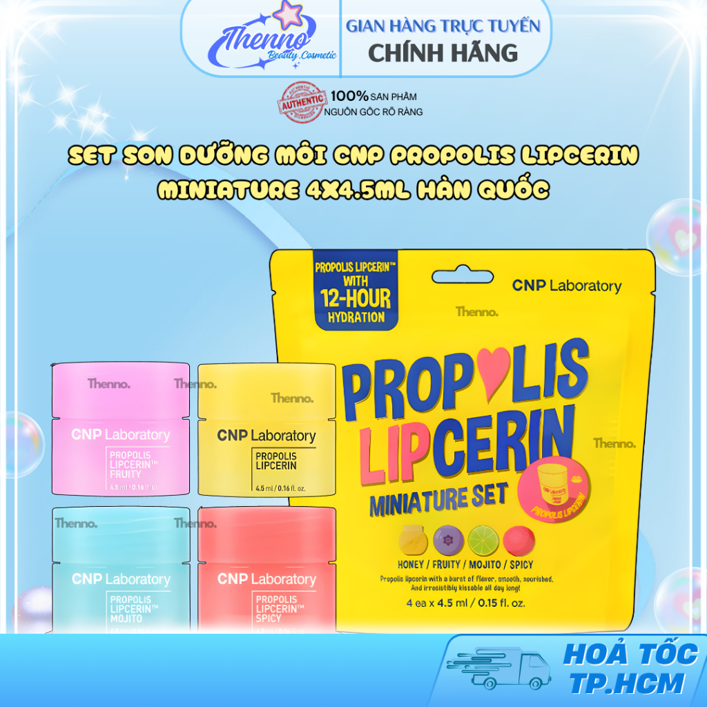Set Son Dưỡng Môi CNP Propolis Lipcerin Miniature 4x4.5ml Hàn Quốc