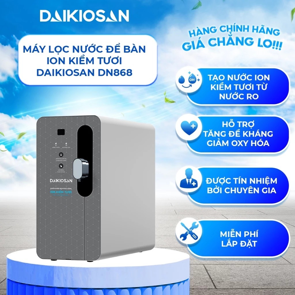 Máy Lọc Nước Daikiosan DN868 Để Bàn Ion Kiềm Tươi MagieGiàu Hydrogen Màn Hình Cảm Ứng