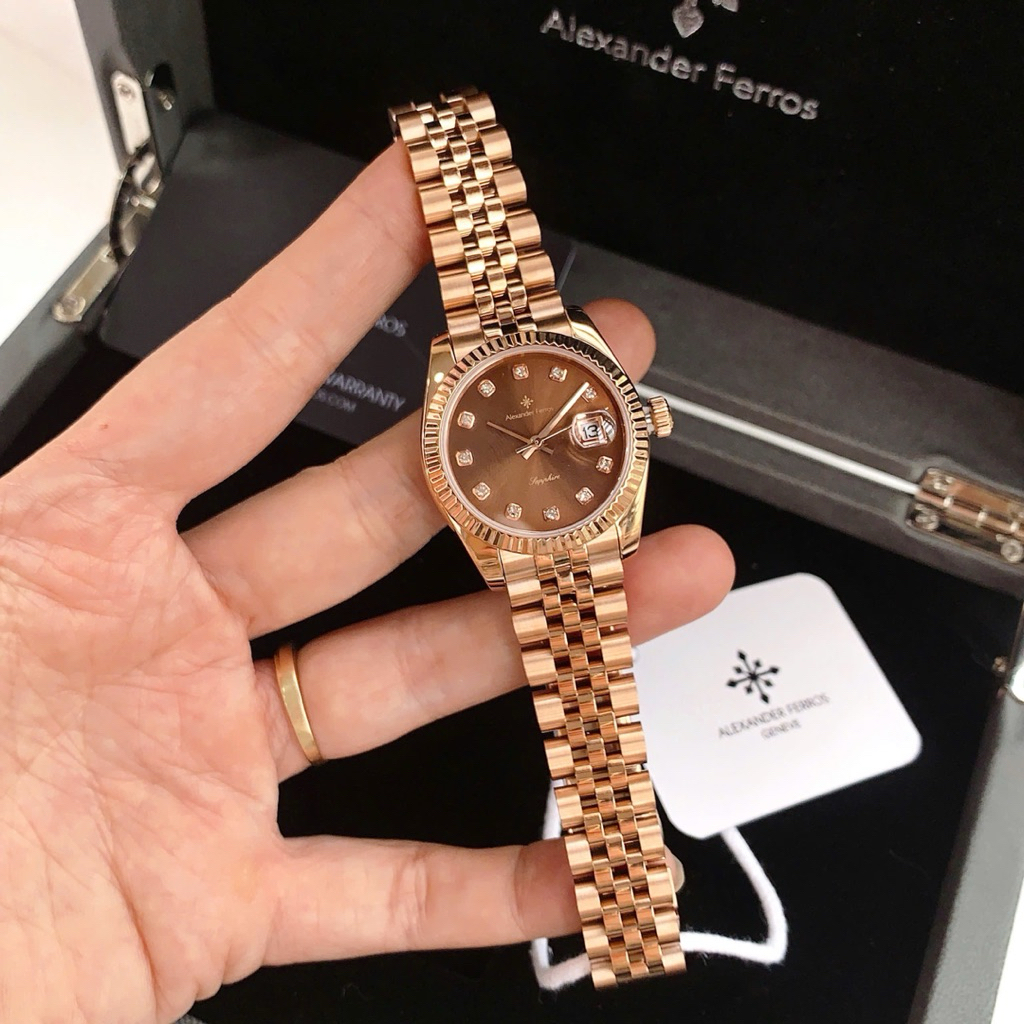 [Chính Hãng 100%] Đồng Hồ Nữ Alexander Ferros 8222R/08 (8222) Máy Quartz (Pin) Kính Sapphiare Mặt Si