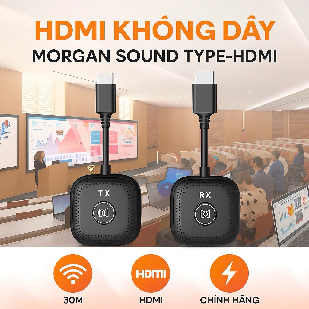 HDMI Không Dây Morgan Sound Cao Cấp, sóng khoẻ 30-50M, độ phân giải cao 1080 HDMI và Type C