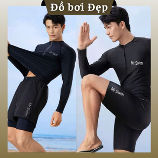  Đồ đồ bơi nam khóa kéo kín đáo quần đùi 2 lớp áo tay dài và ngắn kiểu dáng thể thao năng động Dolphin 049 
