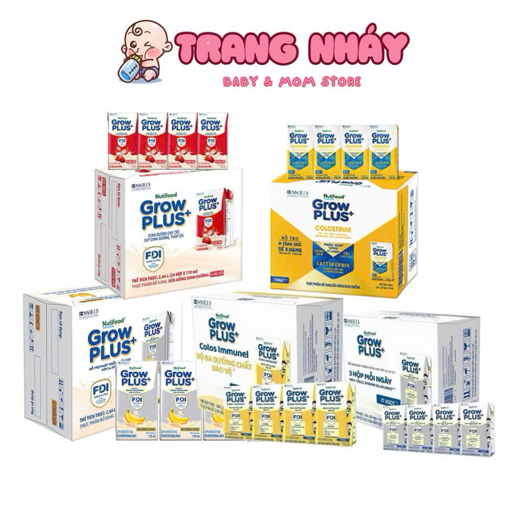 Thùng 24 hộp Sữa Công Thức Pha Sẵn Nutifood Sweden GrowPLUS+ Bạc, Vàng Immunel,Lactoferrin hộp 110/180ml