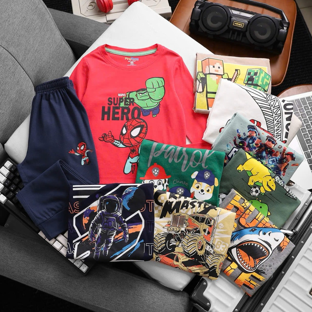 Bộ Cotton Thu Đông Dài Tay Dễ Thương Chất Cotton Co Giãn BB100