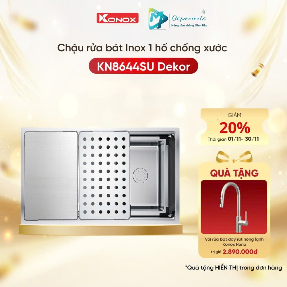 Chậu Rửa Bát Hãng Konox  KN8644SU Dekor ( Tặng Vòi Reno )