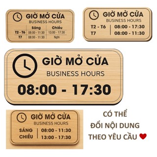 Có tặng dây treo, bảng song ngữ Giờ mở cửa - Business Hours trang trí cửa hàng