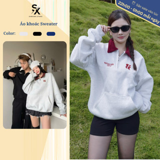  Áo khoác Sweater Polo chất nỉ bông cao cấp logo thêu chắc chắn form rộng nam nữ unisex - SXSWT17 