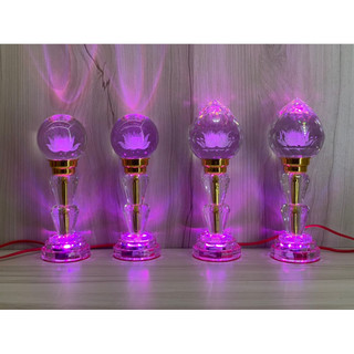 Một cặp đèn thờ quả cầu pha lê, trái đào pha lê cao cấp cao 25cm