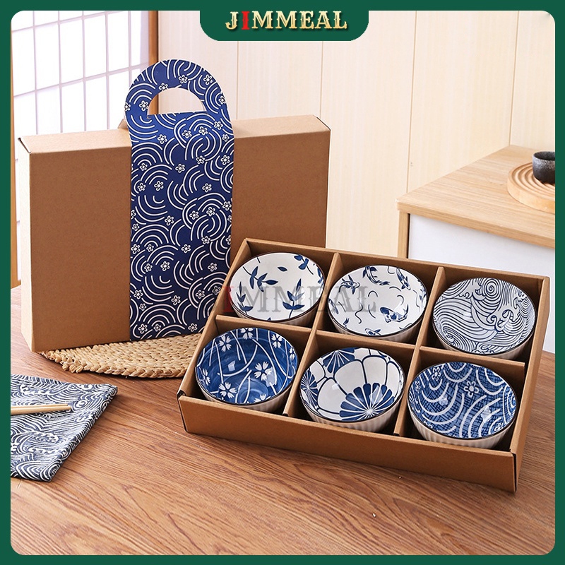 [Bao Vỡ] Bộ 6 Chén Ăn Cơm, Bát Ăn Cơm Men Sứ Nhật Bản Hoa Văn Sắc Xưa Giả Cổ Bát Ăn Cơm Nhật Bản
