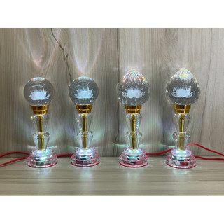 Một cặp đèn thờ quả cầu pha lê, trái đào pha lê cao cấp cao 25cm