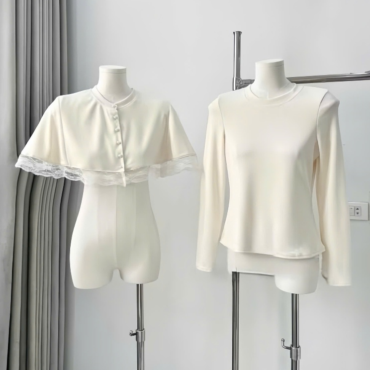 Set 3 Món Tiểu Thư Gồm Áo Choàng Phối Ren + Áo Len Tăm + Chân Váy Xếp Ly | BigBuy360 - bigbuy360.vn