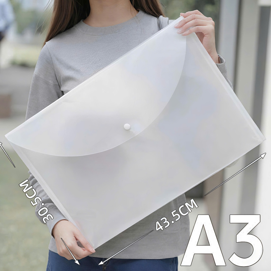 HCKT [THANH LONG] - (Hỏa Tốc) Bìa Túi Sơ Mi Nút / Clear Bag File Đựng Tài Liệu A3 Trong Suốt