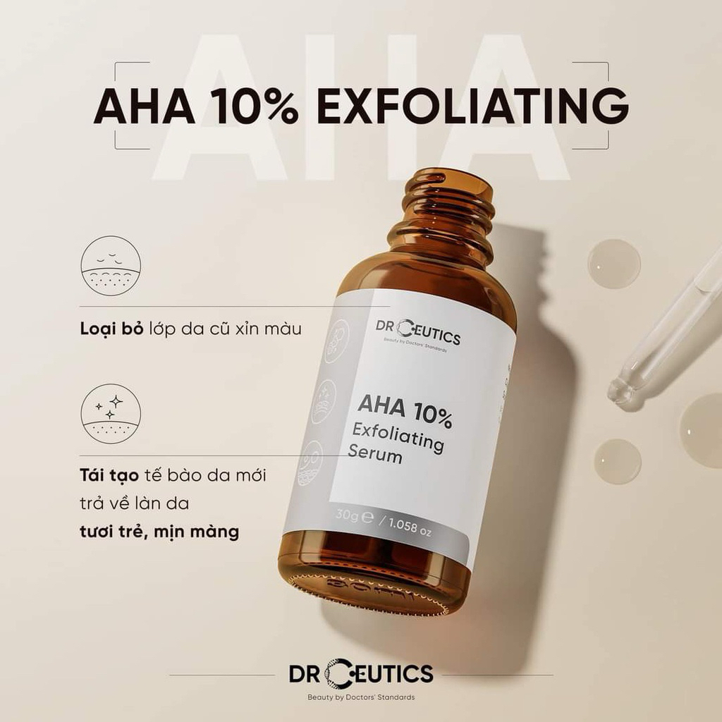 [DrCeutics] Serum AHA 10% Exfoliating Hỗ Trợ Tẩy Da Chết, Làm Sáng Da