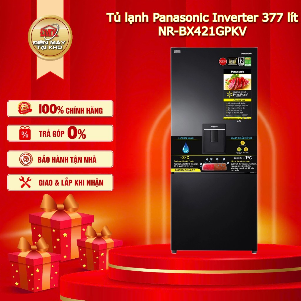 Tủ Lạnh Panasonic Inverter 377 Lít NR BX421GPKV – 2 Cánh Ngăn Đá Dưới – Ngăn Đông Mềm Prime Fresh+