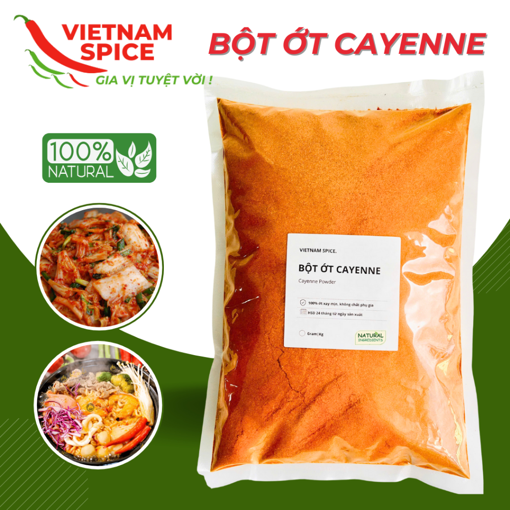 Bột ớt cay Cayenne Pepper Powder 100% nguyên chất, thơm nồng vị ớt