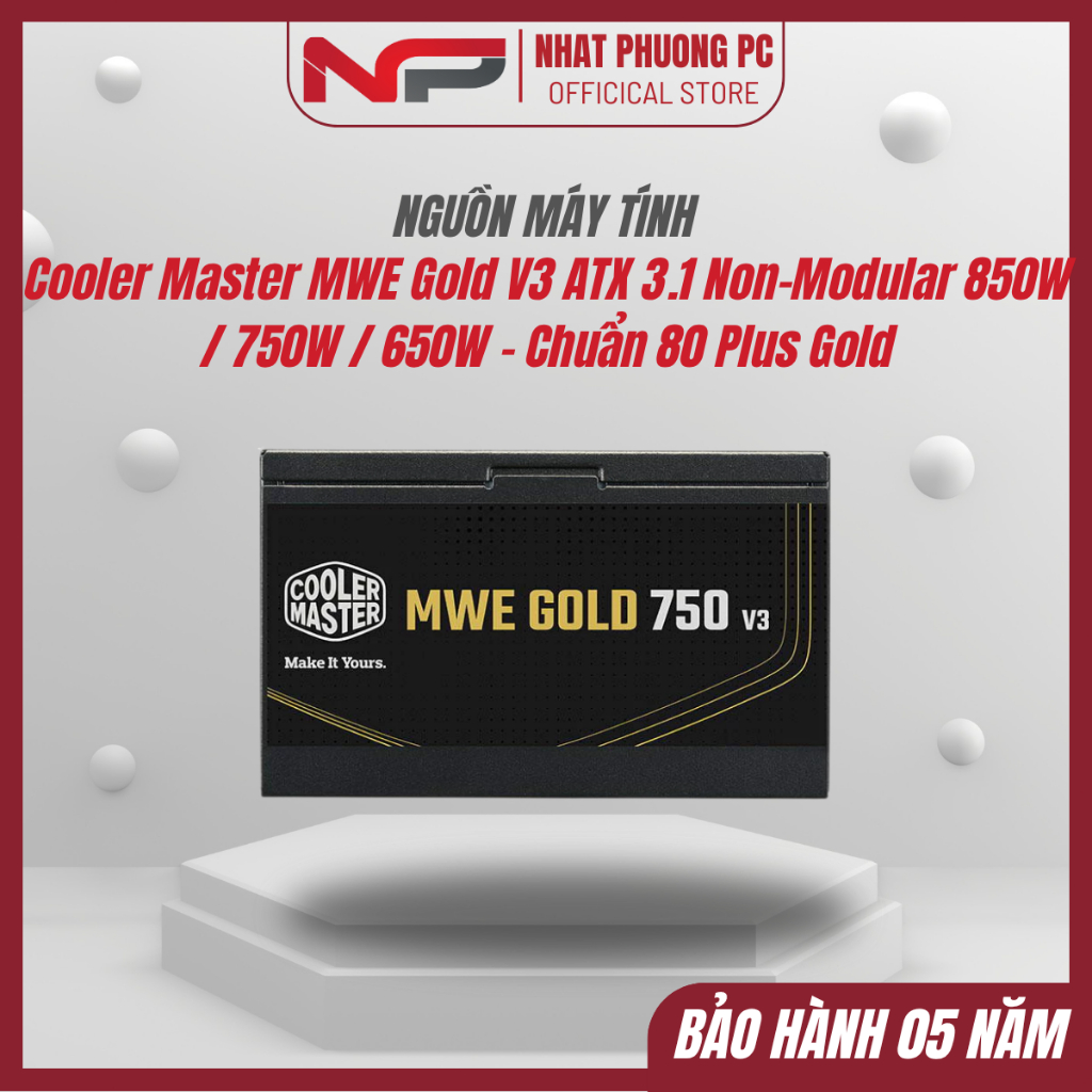 Nguồn máy tính Cooler Master MWE Gold V3 ATX 3.1 Non-Modular 850W / 750W / 650W – Chuẩn 80 Plus Gold