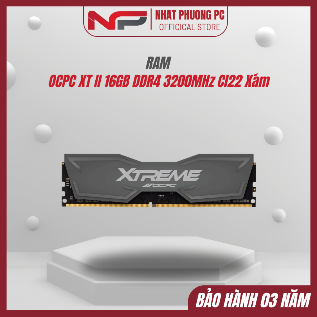 Ram OCPC XT II 16GB DDR4 3200MHz Cl22 Xám