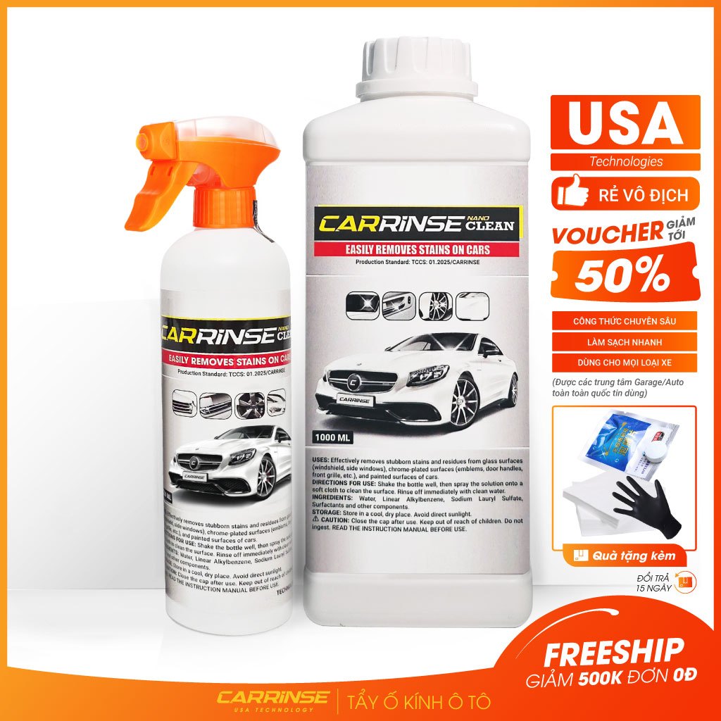 Tẩy ố kính ô tô chuyên dụng Carrinse Nano, tẩy kính ô tô, tẩy mốc kính xe, tẩy ố sơn xe oto, ố vàng, cặn nước, đốm kính