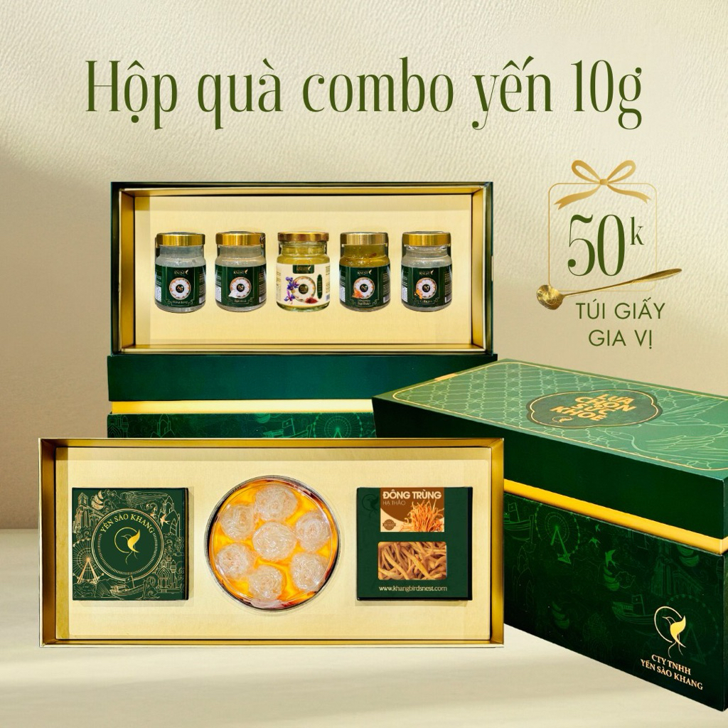 Hộp quà yến sào KHANG yến hũ KNEST 8g-12g yến tươi sang trọng tặng đối tác người thân