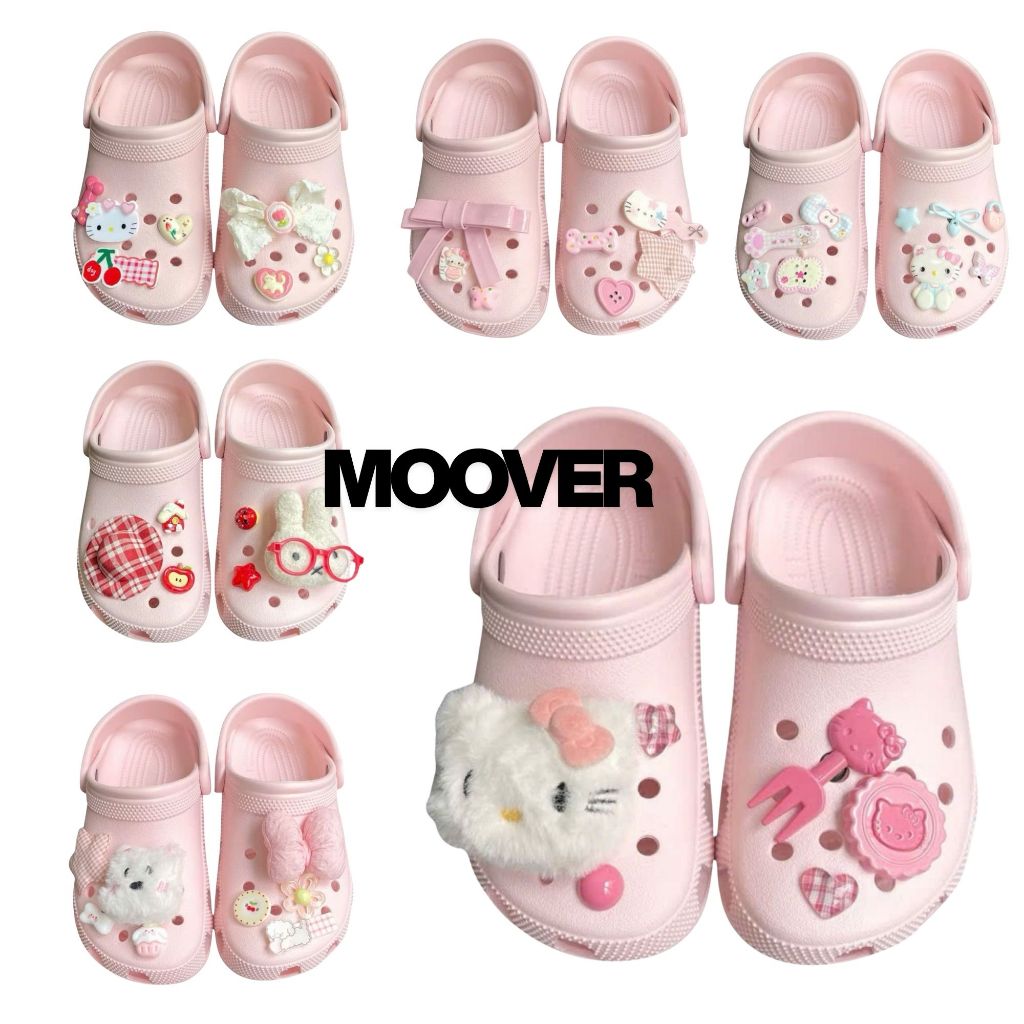 Dép Sục Quai Hậu Không Thấm Nước Nữ Classic HỒNG PASTEL Nữ Êm Chân Kèm Charm Dễ Thương MOOVER STORE