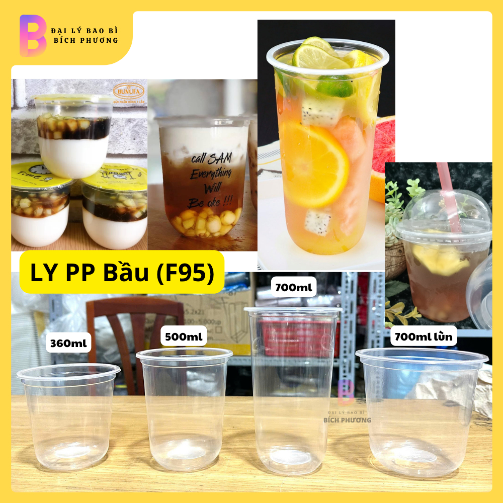 100 ly PP đáy bầu 360ml, 500ml, 700ml, Ly Thố lùn 700ml