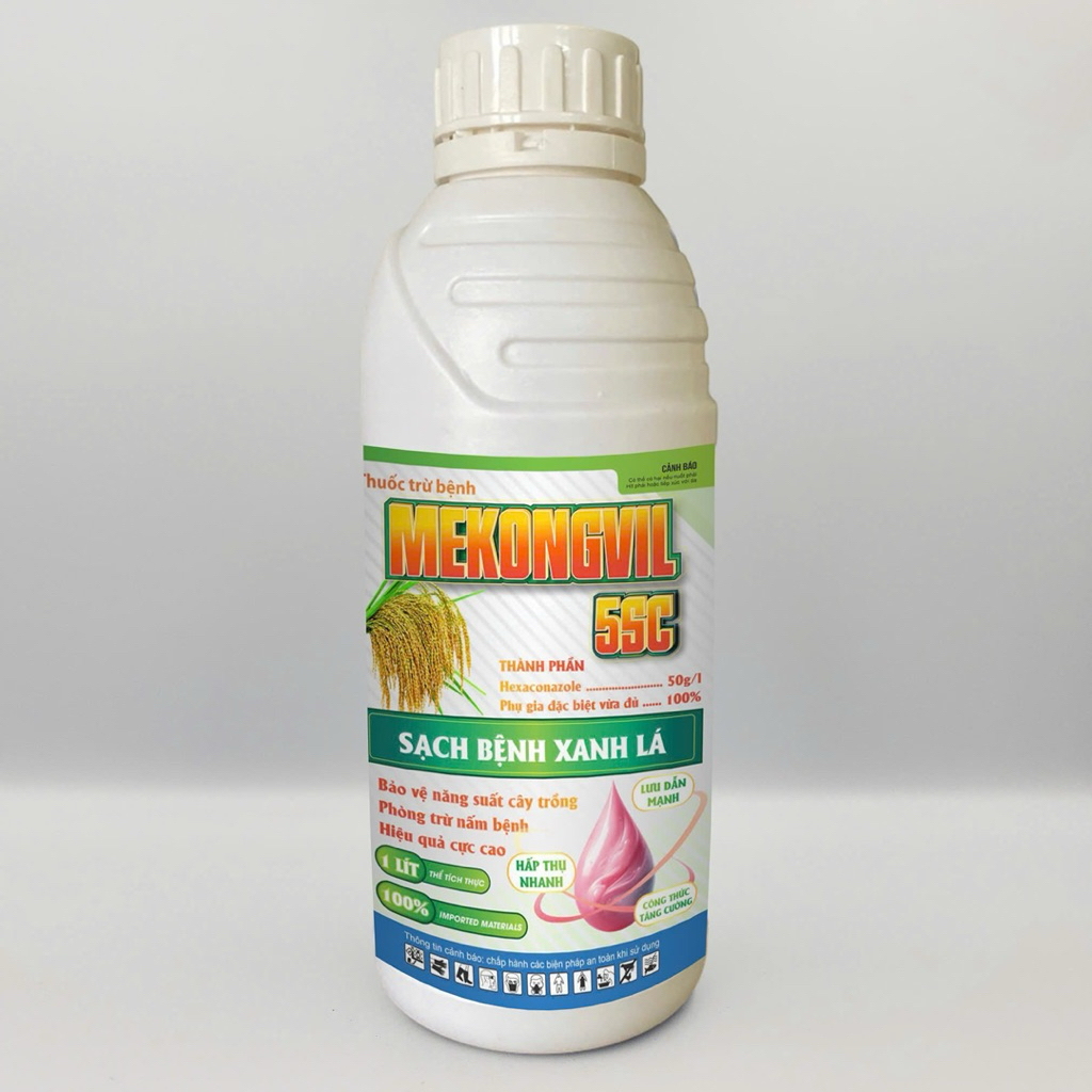 Mekongvil 5SC 1 lít Hexaconazol 50g/ lít  Phòng trừ nấm - chặn đọt - sạch bệnh - xanh lá - lưu dẫn m