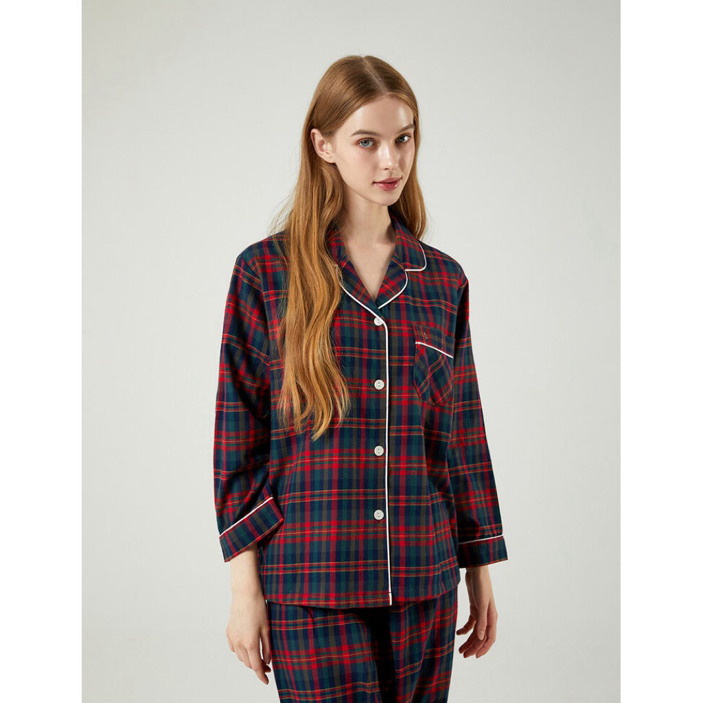 [CHÍNH HÃNG] Set ngủ kẻ đỏ hãng ELLY authentic