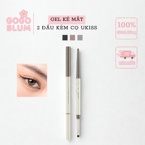 UKISS Chì kẻ mắt UKISS 2 đầu bút kẻ mắt dạng gel siêu mỏng kèm cọ kẻ mắt chống nước lâu trôi
