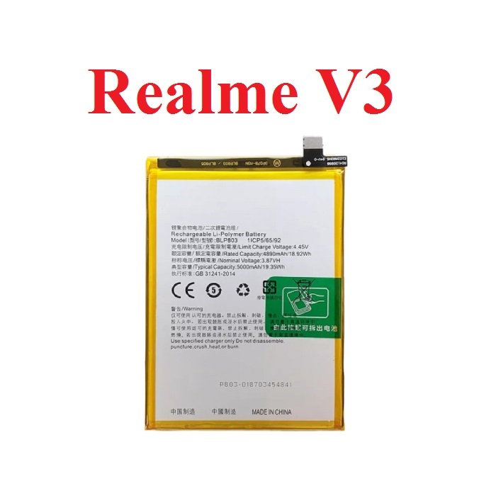 Pin Li-Polymer Oppo Realme V3 Mã BLP803 Dung Lượng 5000mAh New Thay Thế