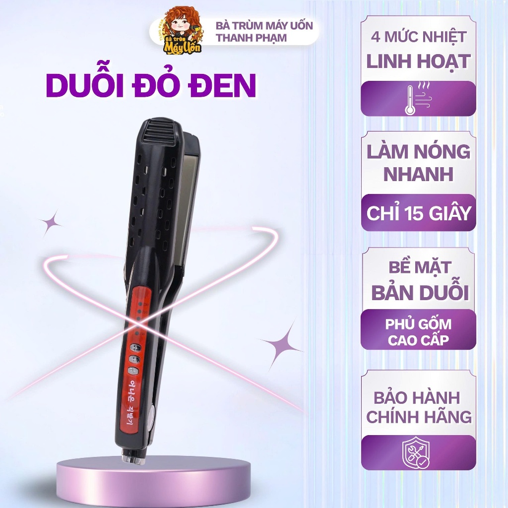 Máy Duỗi đỏ đen - máy duỗi tóc siêu mượt - máy là tóc thẳng